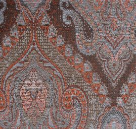 Žakár Art Fabrics Paisley orient šedomodrý/červený