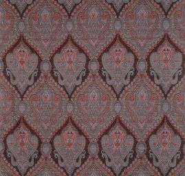 Žakár Art Fabrics Paisley orient šedomodrý/červený