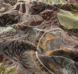 Dekorační tkanina secese Mucha rezavohnědá