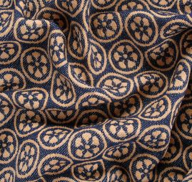 Žakárová látka Art Fabrics Cirkl modrý/okrový