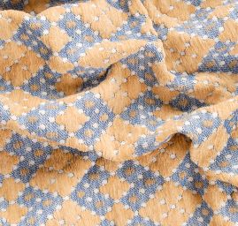 Žakárová látka Art Fabrics Brusel hnědá/modrá