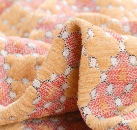 Žakárová látka Art Fabrics Brusel hnědá/červená