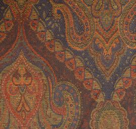 Žakár Art Fabrics Paisley orient okrová/červená
