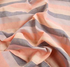 Len Art Fabrics širší pruhy pastel žlutá