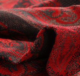 Žakár Art Fabrics Paisley orient  zlatá/červená