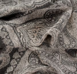 Žakár Art Fabrics Paisley orient šedý/černý