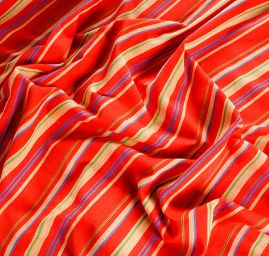 Bavlněná látka s proužky červená, modrá, zelená