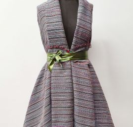 Kostýmová látka chanel Art Fabrics šedá zelená