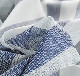 Len organtýn Art Fabrics širší modré pruhy