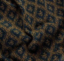 Replika historické látky Art Fabrics Medailon modrá/hořčicová