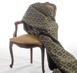 Replika historické látky Art Fabrics Medailon modrá/hořčicová