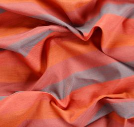 Len Art Fabrics širší pruhy oranžovošedá