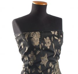 Žakárová tkanina Art Fabrics Primavera starozlatá/černá