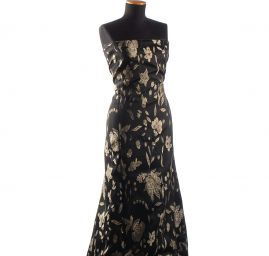 Žakárová tkanina Art Fabrics Primavera starozlatá/černá