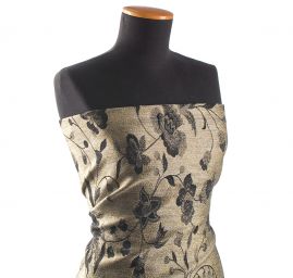 Žakárová tkanina Art Fabrics Primavera starozlatá/černá
