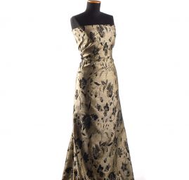 Žakárová tkanina Art Fabrics Primavera starozlatá/černá