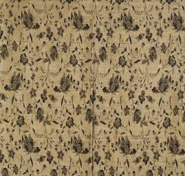 Žakárová tkanina Art Fabrics Primavera starozlatá/černá