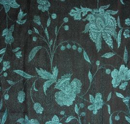 Žakárová tkanina Art Fabrics Primavera tyrkysová/černá