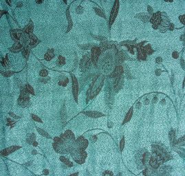 Žakárová tkanina Art Fabrics Primavera tyrkysová/černá