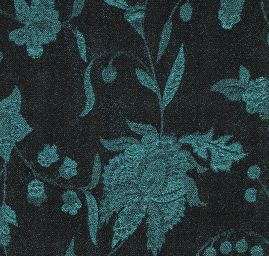 Žakárová tkanina Art Fabrics Primavera tyrkysová/černá