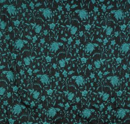 Žakárová tkanina Art Fabrics Primavera tyrkysová/černá