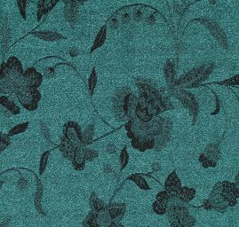 Žakárová tkanina Art Fabrics Primavera tyrkysová/černá