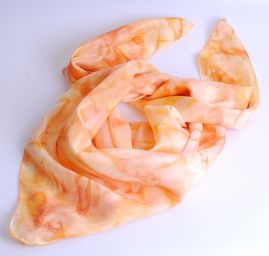 Ručně malovaný hedvábný šátek oranž