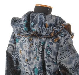 Menčestrový kabátik tlač modrý