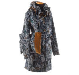 Menčestrový kabátik tlač modrý