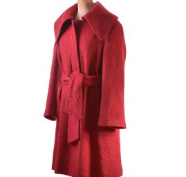Originální kabát imitace pleteniny červený