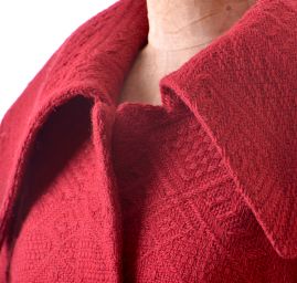 Originální kabát imitace pleteniny červený