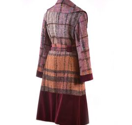 Originálne kabát z ručne tkané metráže vínový