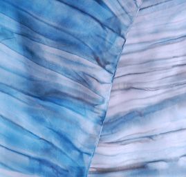 Ručně malovaná hedvábná šála hnědá/tyrkys