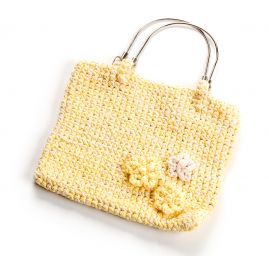 Háčkovaná taška žlutobéžová s květy