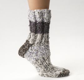 Ručně pletené ponožky MarLen hnědobílé