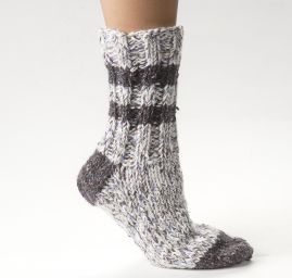 Ručně pletené ponožky MarLen fialovobílé