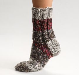 Ručně pletené ponožky MarLen červenofialové
