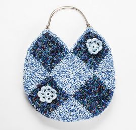 Háčkovaná taška modrá s (modrou kvetinou)