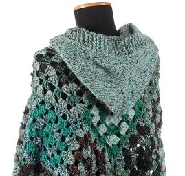 Originální pončo s kapucí a rukávky tyrkyshnědá