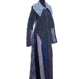 Originálne pletený kabát šedomodrý