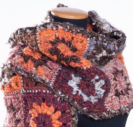 Háčkovaný set čepice šál ruční práce 