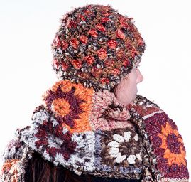 Háčkovaný set čepice šál ruční práce 