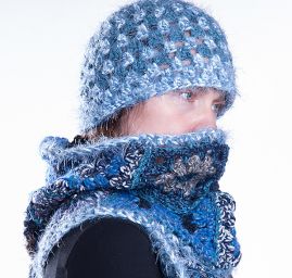 Háčkovaný originální set čepice a šál