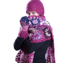 Ručně háčkovaný set čepice šál rukavice