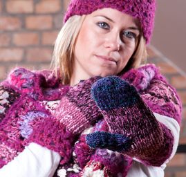 Ručně háčkovaný set čepice šál rukavice