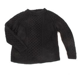 Pletený svetr s plastickým vzorem, černý