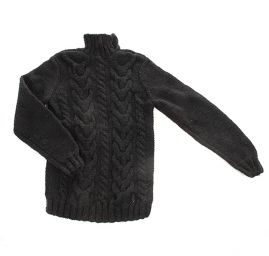 Pletený svetr s copánkovým vzorem, černý