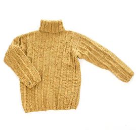 Pletený svetr s plastickým vzorem, olivový