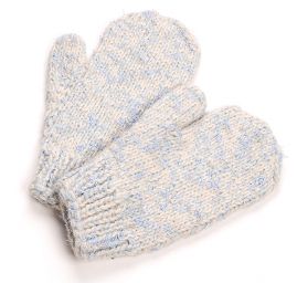 Pletené rukavice MarLen bílo-modrý melír, světlé