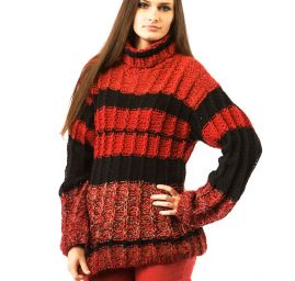 Pletený sveter červeno-čierny